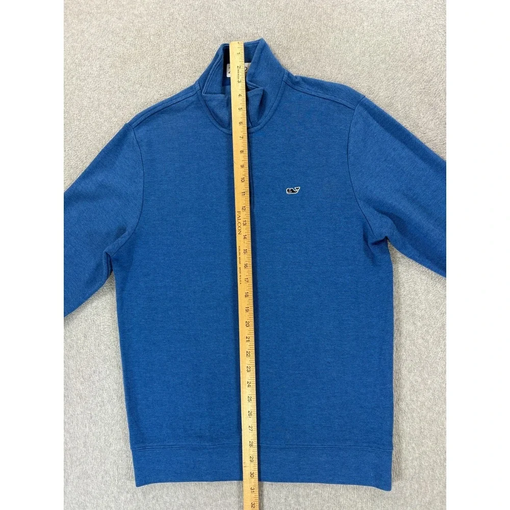 Vineyard Vines‎ Classic Whale 1/4 Zip Cotton Blend Sweater (Men's Small) Blue